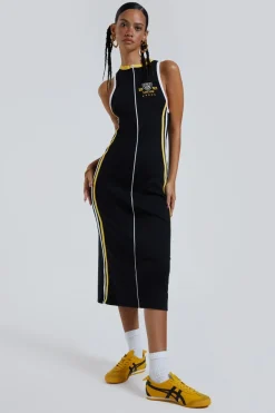 Jaded London Midi Dresses*Stripped Sleeveless Midi Dress With Zip Detail