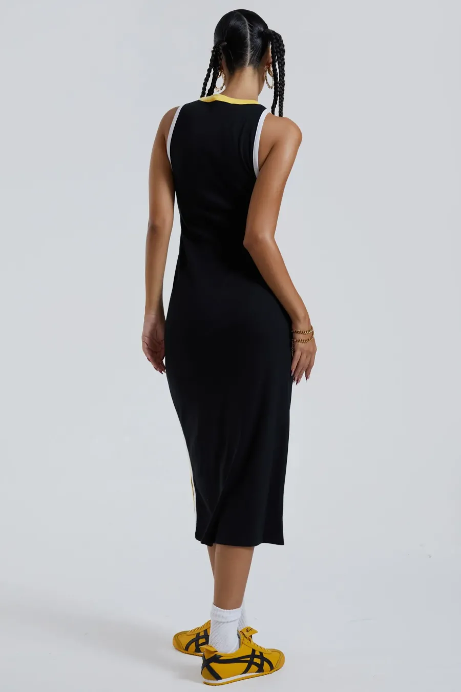 Jaded London Midi Dresses*Stripped Sleeveless Midi Dress With Zip Detail