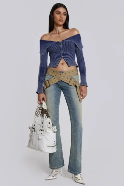 Jaded London Knitwear*Tribeca Ribbed Off The Shoulder Knit