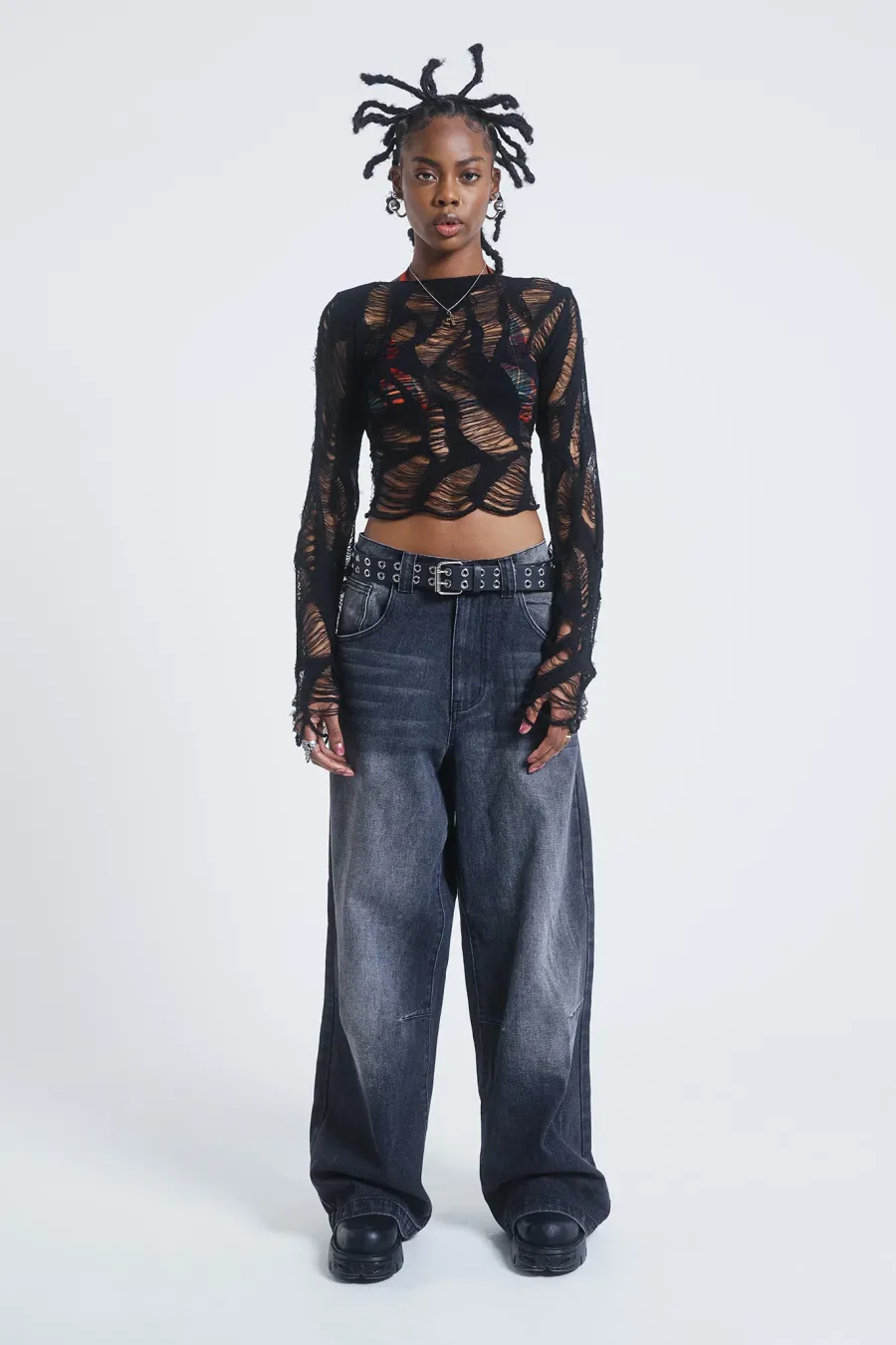 Jaded London Knitwear*Umbra In Distress Shredded Top