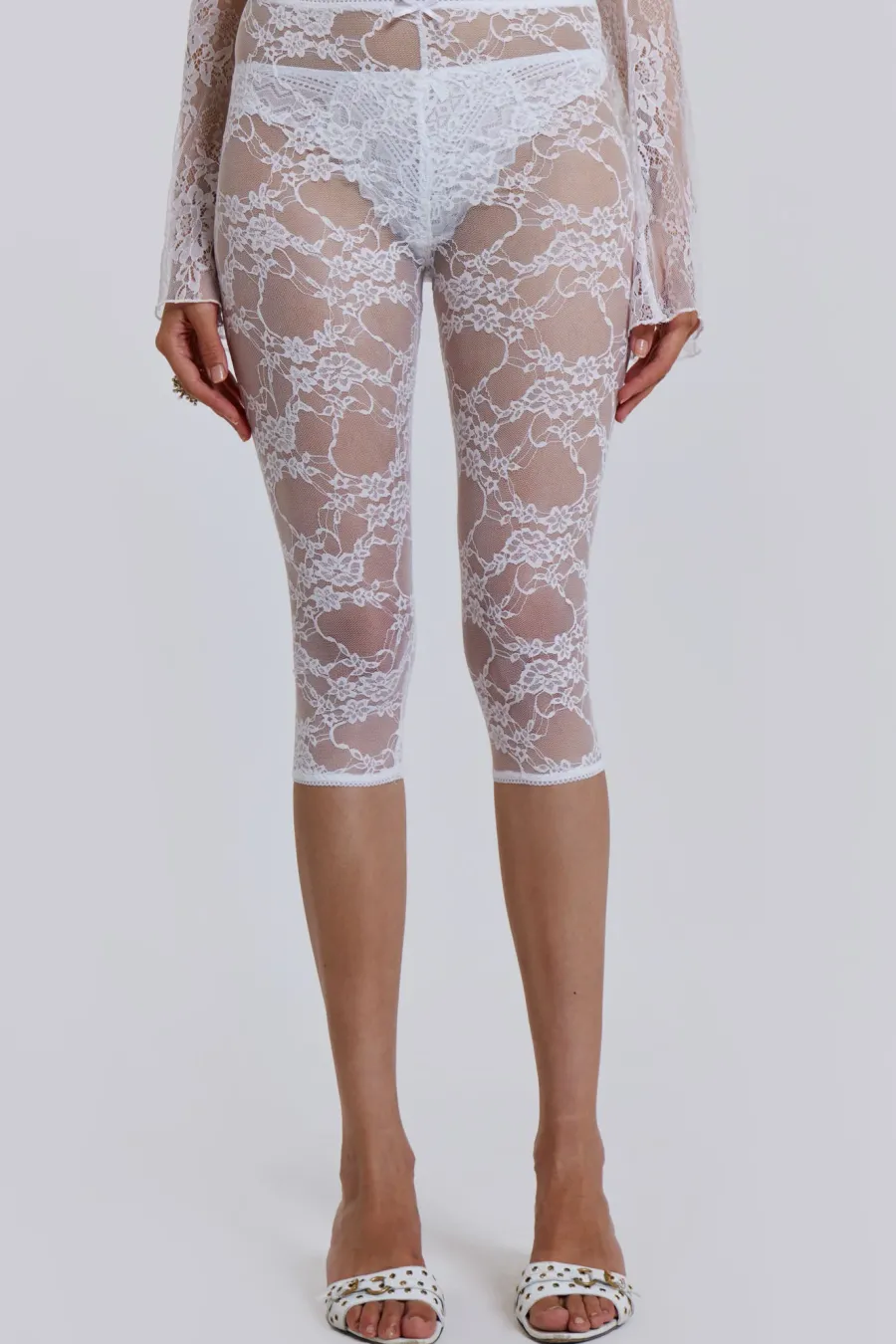 Jaded London Shorts & Jorts*Venice Lace Pedal Pushers In White
