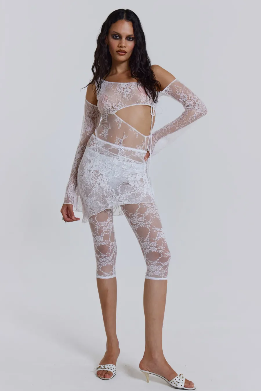 Jaded London Shorts & Jorts*Venice Lace Pedal Pushers In White