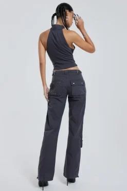 Jaded London *Vintage Grey Cargo Halter Neck Top With Pocket Detail