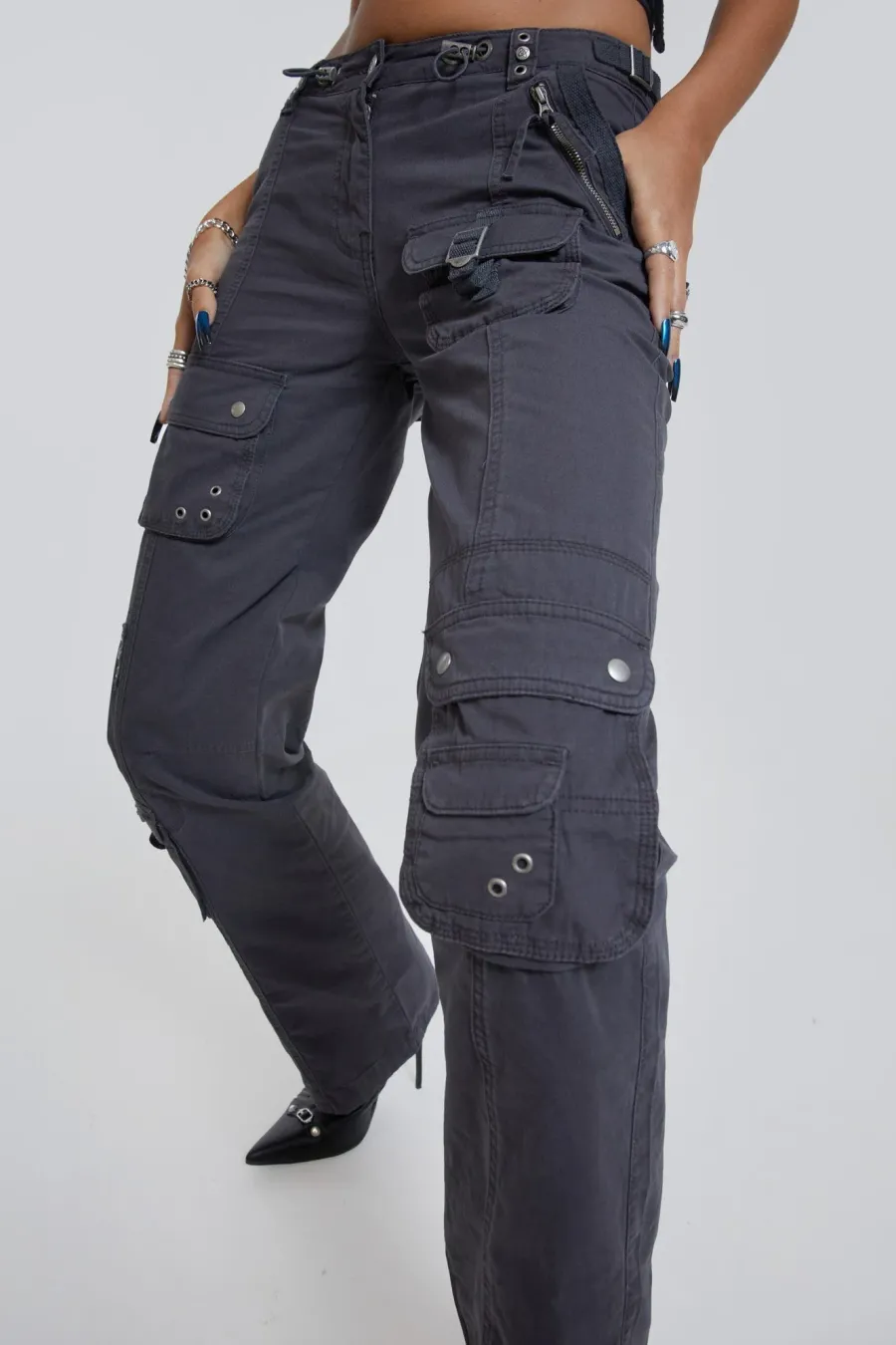 Jaded London *Vintage Grey Low Rise Cargo Pants