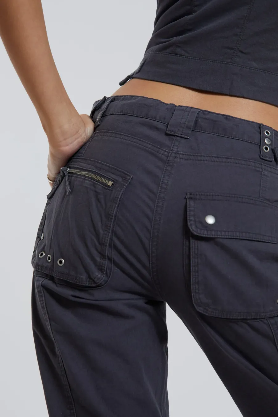 Jaded London *Vintage Grey Low Rise Cargo Pants