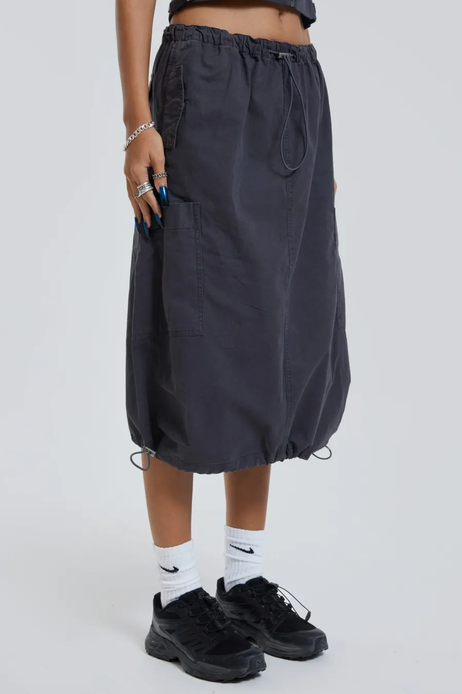 Jaded London Parachute Pants*Vintage Grey Midi Cargo Skirt