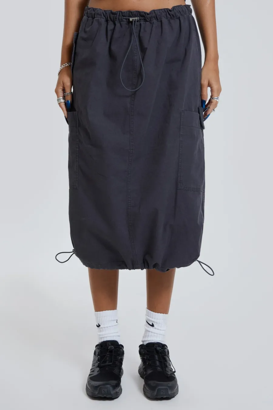 Jaded London Parachute Pants*Vintage Grey Midi Cargo Skirt