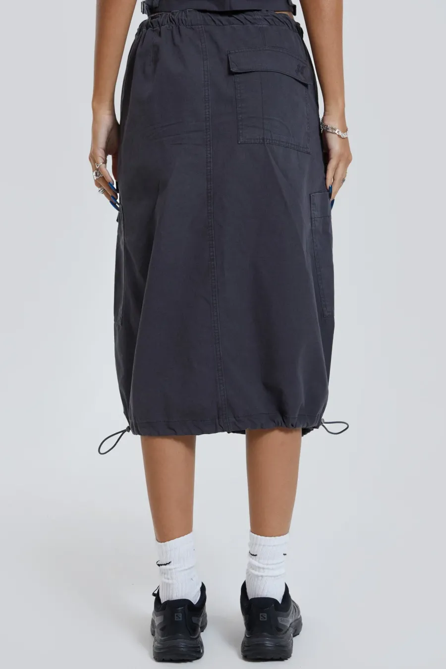 Jaded London Parachute Pants*Vintage Grey Midi Cargo Skirt