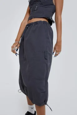 Jaded London Parachute Pants*Vintage Grey Midi Cargo Skirt