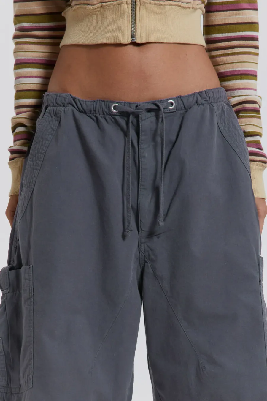 Jaded London Parachute Pants*Vintage Grey Parachute Cargo Shorts