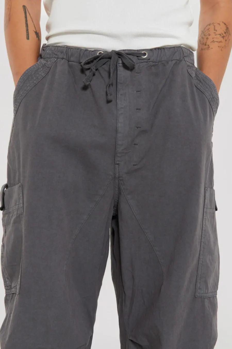 Jaded London Parachute Pants*Vintage Grey Parachute Cargo Pants