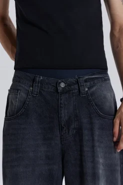 Jaded London Jeans*Washed Black Busted Colossus Baggy Jeans