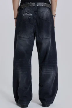 Jaded London Jeans*Washed Black Busted Colossus Baggy Jeans