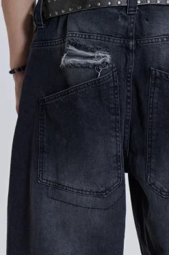 Jaded London Colossus Jeans*Washed Black Busted Colossus Baggy Jeans