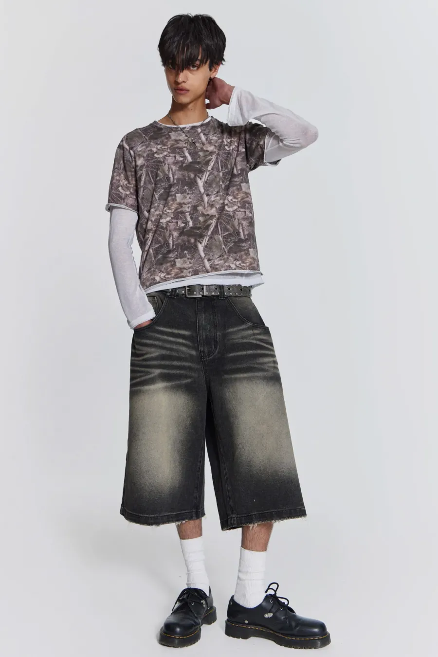 Jaded London Jorts & Shorts*Washed Black Colossus Jorts