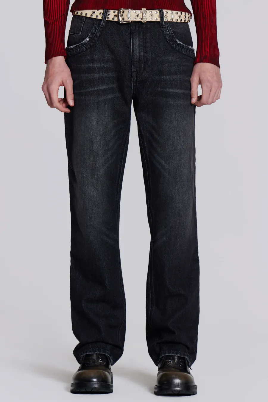 Jaded London Slim/Straight Jeans*Washed Black Reed Jeans