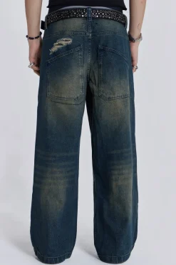 Jaded London Colossus Jeans*Washed Blue Busted Colossus Jeans