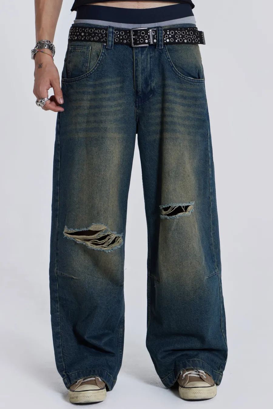 Jaded London Jeans*Washed Blue Busted Colossus Jeans