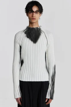 Jaded London Knitwear*White Asymmetric Luster Knit