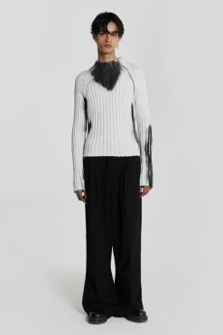 Jaded London Knitwear*White Asymmetric Luster Knit