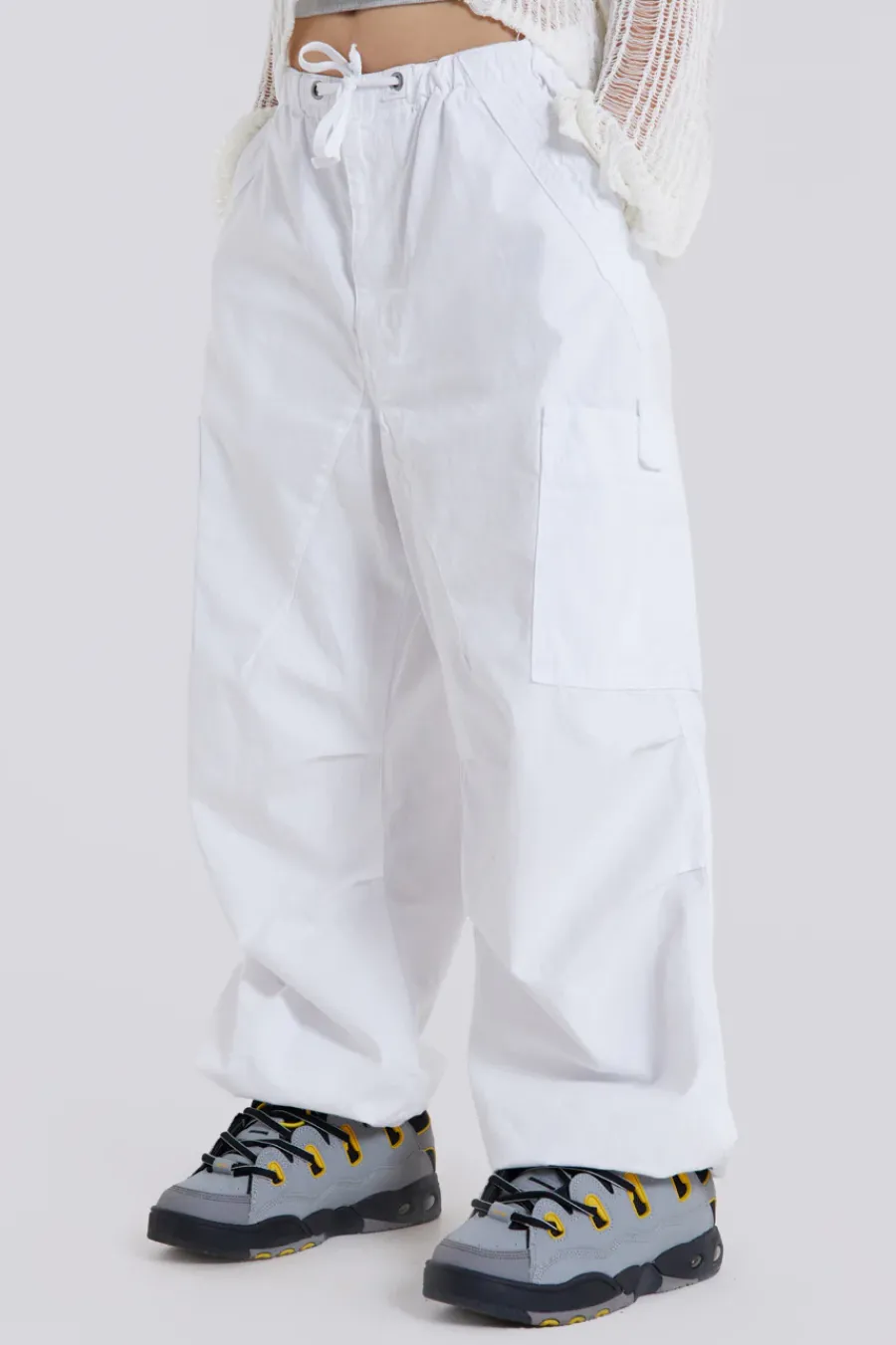 Jaded London Trousers*White Parachute Cargo Pants