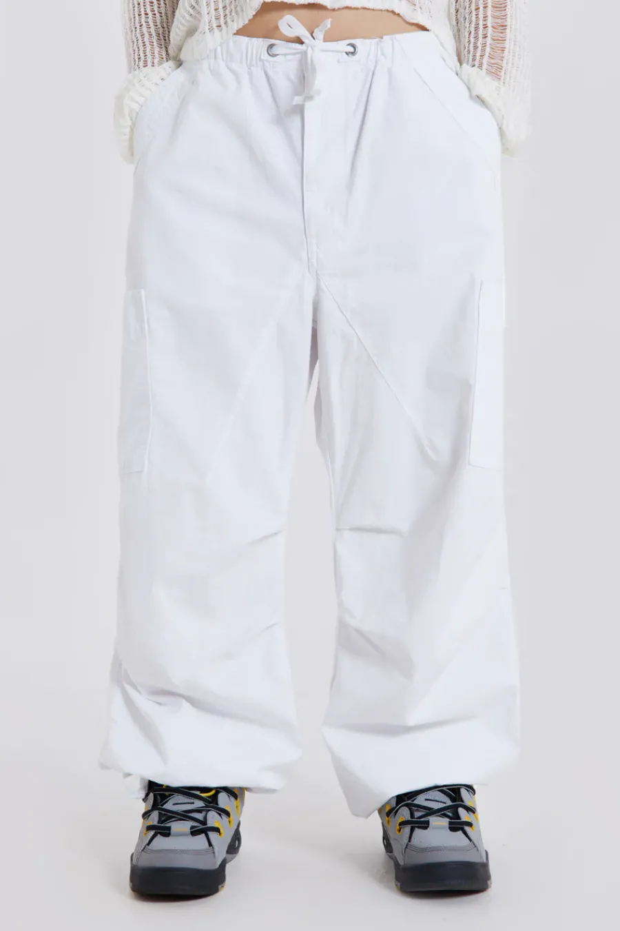 Jaded London Trousers*White Parachute Cargo Pants