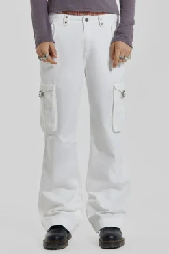 Jaded London Cargo Pants*White Straight Leg Cargo Trousers