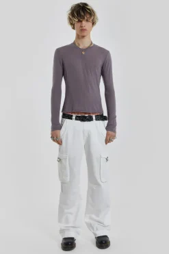 Jaded London Cargo Pants*White Straight Leg Cargo Trousers