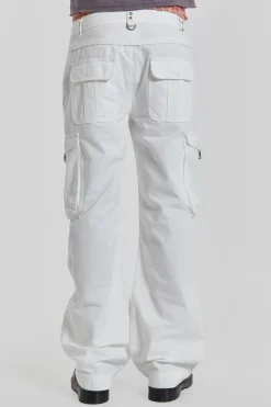 Jaded London Cargo Pants*White Straight Leg Cargo Trousers