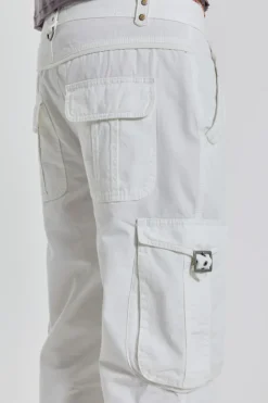 Jaded London Cargo Pants*White Straight Leg Cargo Trousers