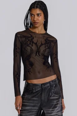 Jaded London Long Sleeve Tops*Wings Mesh Top