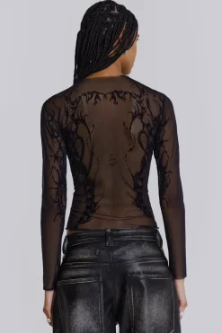 Jaded London Long Sleeve Tops*Wings Mesh Top
