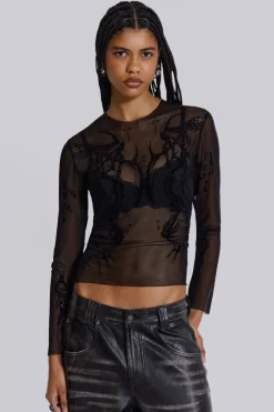 Jaded London Long Sleeve Tops*Wings Mesh Top