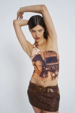 Jaded London Crop Tops*Yeehaw One Shoulder Asymmetric Buckle Top