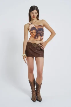 Jaded London Crop Tops*Yeehaw One Shoulder Asymmetric Buckle Top